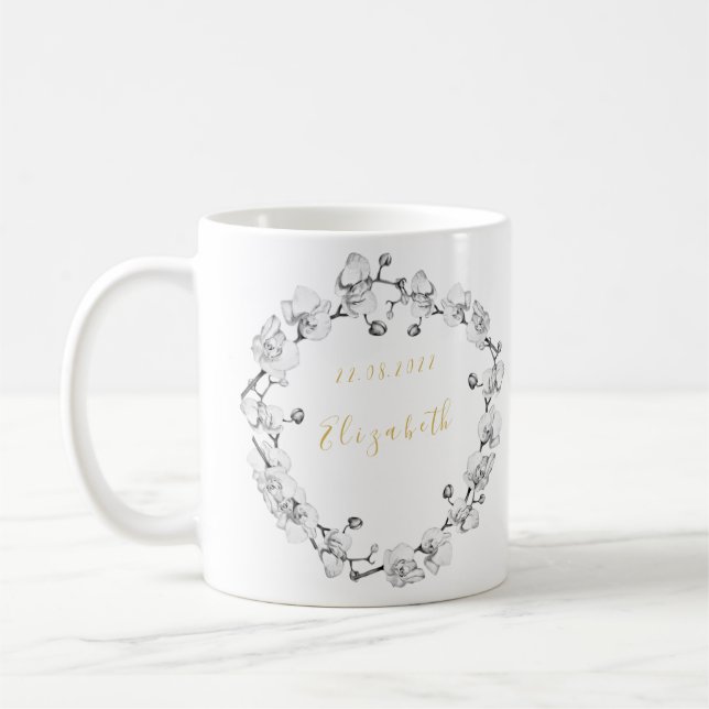 Elegant Romantic Stylish Wedding Wreath Custom  Coffee Mug (Left)