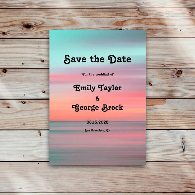 Elegant Romantic Sunset  Blue Sky Beach Wedding Save The Date (Creator Uploaded)