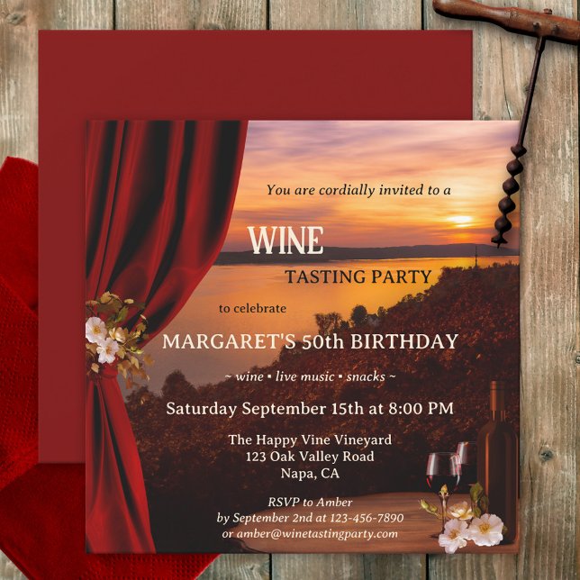 Elegant Romantic Sunset Wine Tasting Invitation (Creator Uploaded)