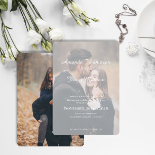 Elegant Romantic Two Photo Double-Sided Wedding Invitation