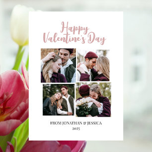Elegant Romantic valentines day couple 4 photo Holiday Card