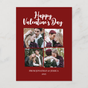 Elegant Romantic valentines day couple 4 photo Holiday Postcard