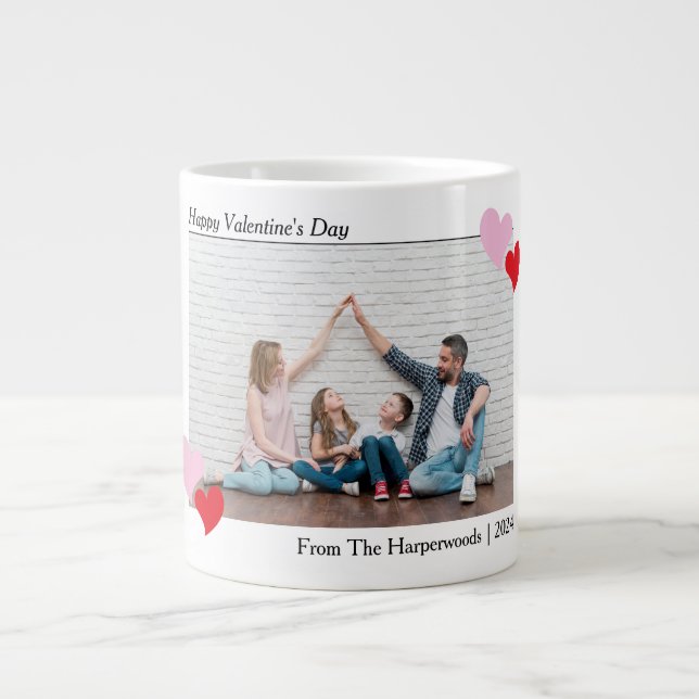 Elegant Romantic Valentines Day Couple Photo Large Coffee Mug (Front)
