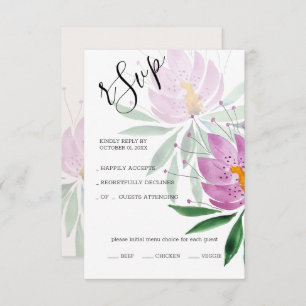 Elegant Romantic Violet Lotus Watercolor Art RSVP Card