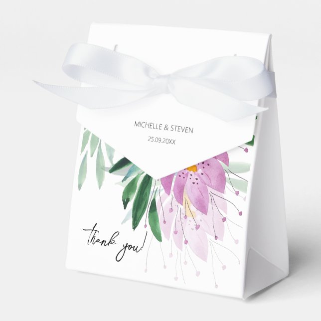 Elegant Romantic Violet Purple Floral Watercolor Favour Box (Front Side)