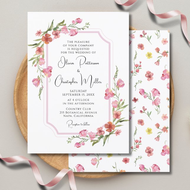 Elegant Romantic Watercolor Floral Wedding Invitation (Creator Uploaded)
