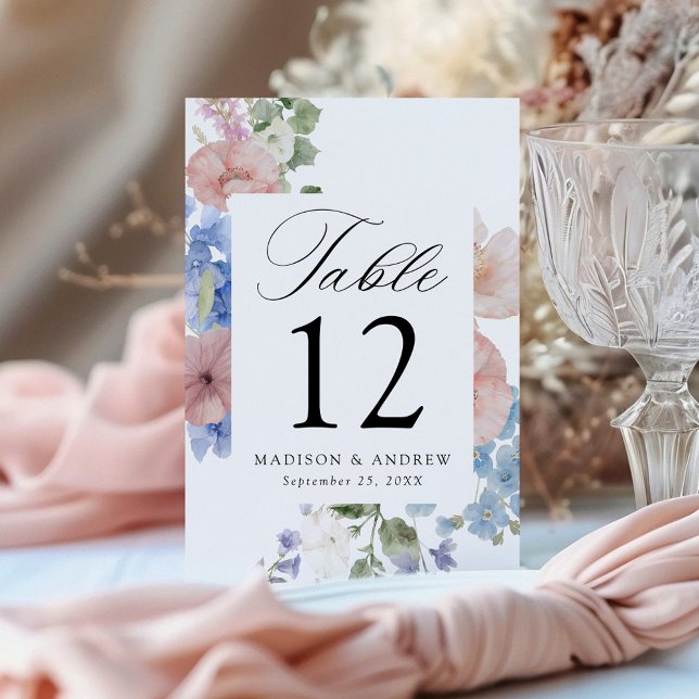 Elegant Romantic Watercolor Floral Wedding Table Number (Creator Uploaded)