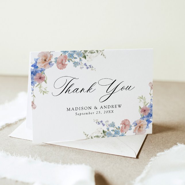 Elegant Romantic Watercolor Floral Wedding Thank You Card (Creator Uploaded)