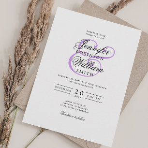 Elegant Romantic Wedding Classic Script Purple Invitation