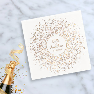 Elegant Romantic Wedding Gold & Silver Confetti Napkin