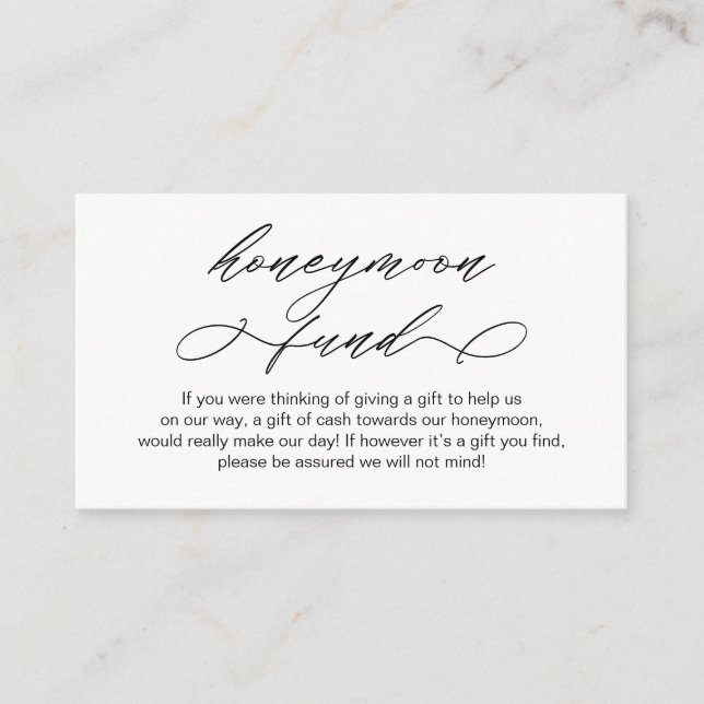 Elegant Romantic, Wedding Honeymoon Fund or Wishes Enclosure Card (Front)