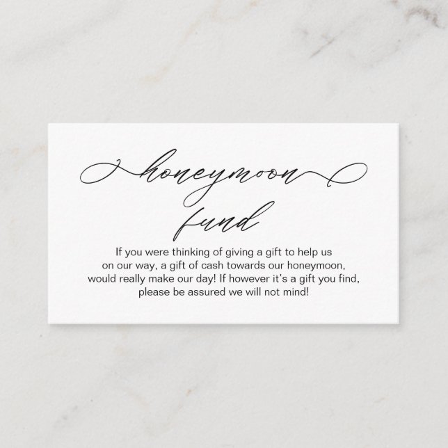 Elegant Romantic, Wedding Honeymoon Fund or Wishes Enclosure Card (Front)