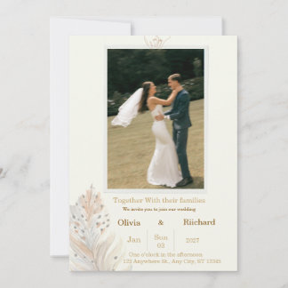 Elegant Romantic Wedding Minimalist Invitation