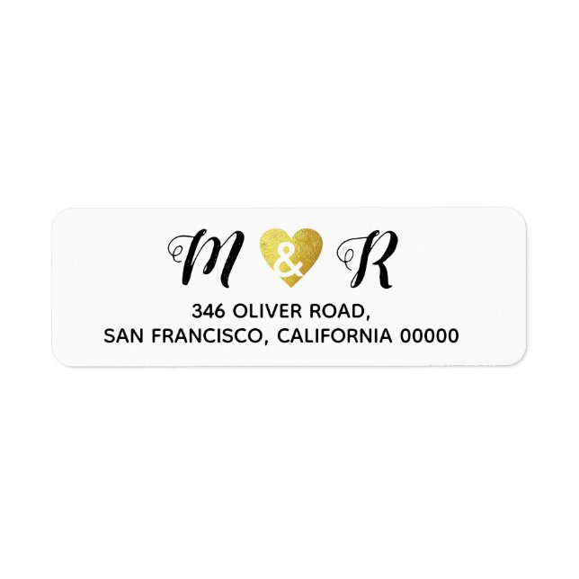 elegant romantic wedding monogram of love return address label (Front)