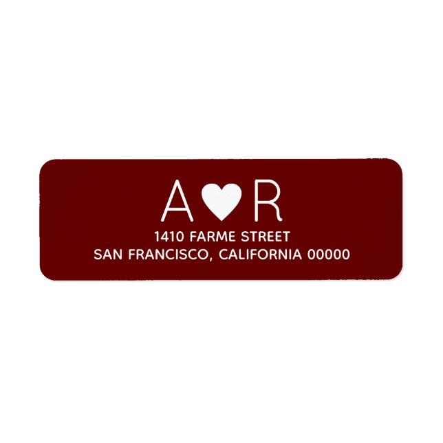 Elegant romantic wedding red label return address label (Front)