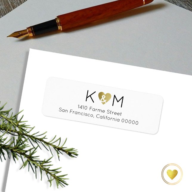 Elegant romantic wedding white return address label (Creator Uploaded)