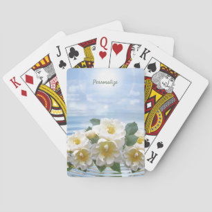 Elegant & Romantic White Floral Bouquet Flower Sea Playing Cards