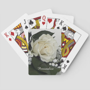 Elegant & Romantic White Rose Personalize Playing Cards