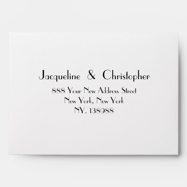 Elegant romantic white wedding self-addressed RSVP Envelope (Front)