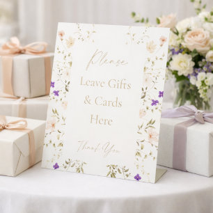 Elegant Romantic Wildflower Bridal Shower Gift Pedestal Sign
