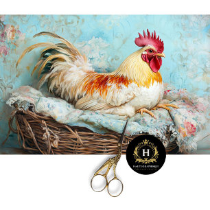 Elegant Rooster Floral Decoupage Tissue Paper