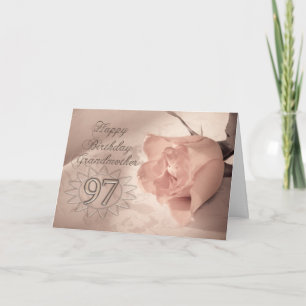 Elegant rose 97th birthday card for Grandmother