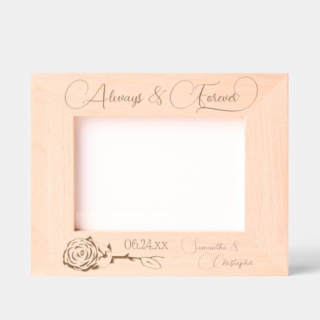 Elegant Rose Always & Forever Medium Wedding Etched Frames (Front)