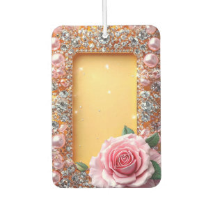 Elegant Rose and Jewel Frame Car Air Freshener