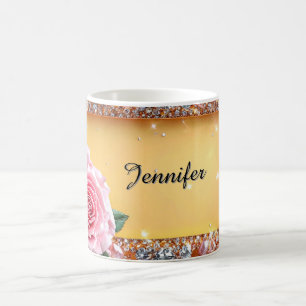 Elegant Rose and Jewel Frame Coffee Mug