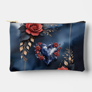 Elegant rose arrangement with golden foliage accessory pouch