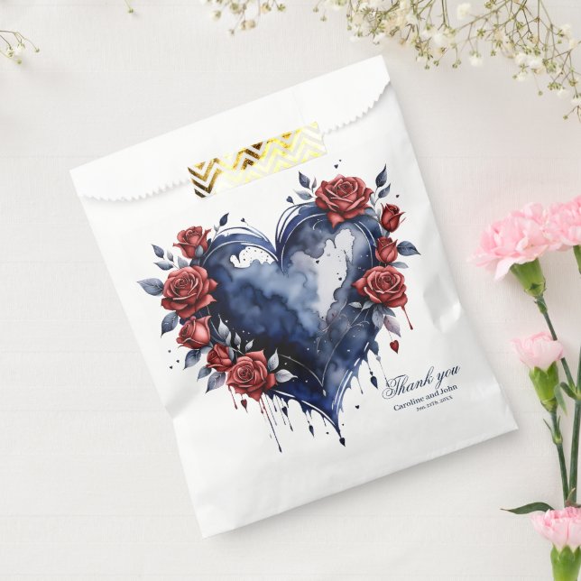 Elegant rose arrangement with golden foliage  favour bag (Sealed)