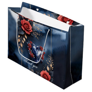 Elegant rose arrangement with golden foliage large gift bag