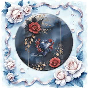 Elegant rose arrangement with golden foliage paper plate