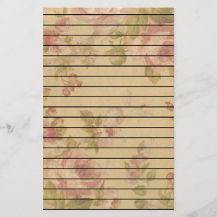 Elegant Rose Art Print Lined Stationery