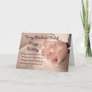 Elegant rose birthday card for friend