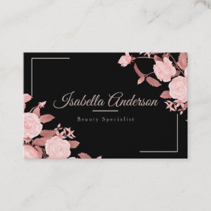 Elegant Rose Black Business Card