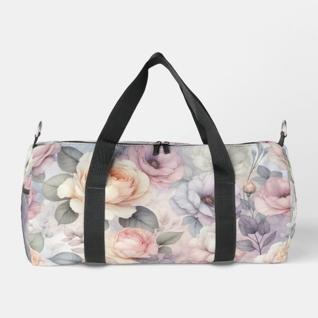 Elegant Rose Blossoms Duffle Bag (Back)