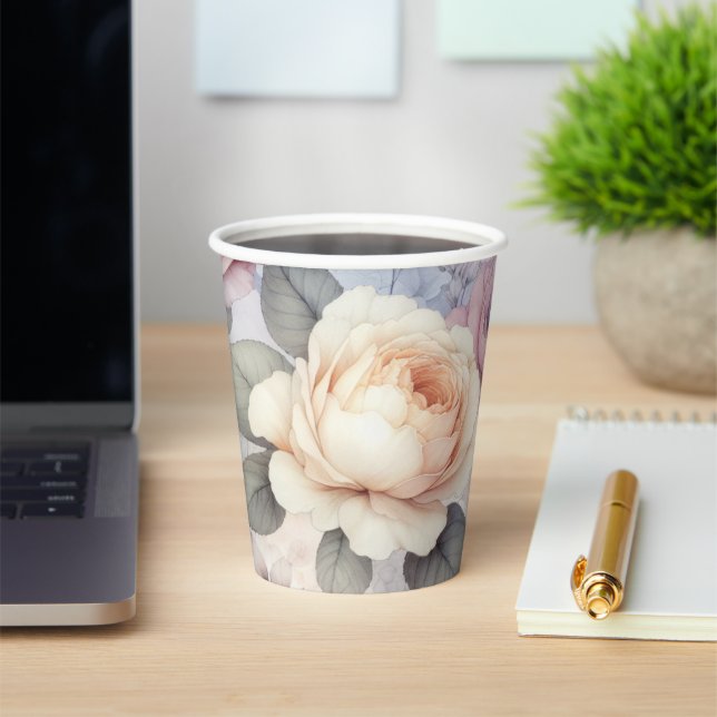 Elegant Rose Blossoms Paper Cups (Insitu)