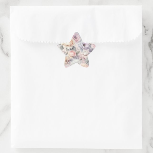 Elegant Rose Blossoms Star Sticker (Bag)