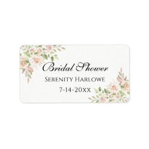 Elegant Rose Blush Pink Floral Bridal Shower  Labe Label