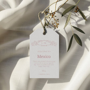 Elegant Rose botanical crest monogram wedding Gift Tags