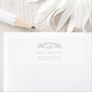 Elegant Rose botanical crest monogram wedding Return Address Label
