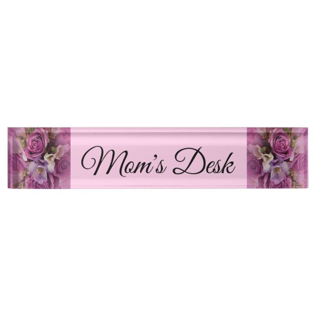 Elegant Rose Bouquet Desk Nameplate (Front)