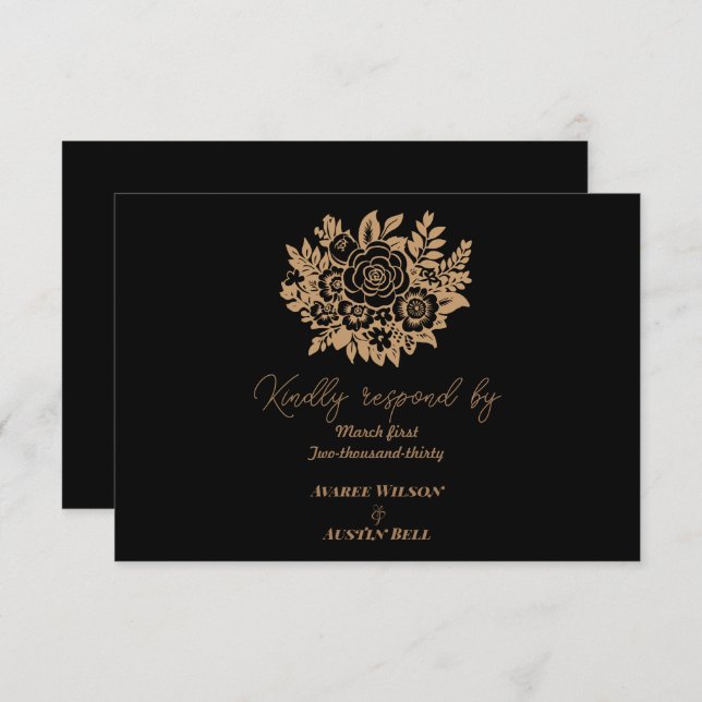 Elegant Rose Bouquet RSVP Card (Front/Back)