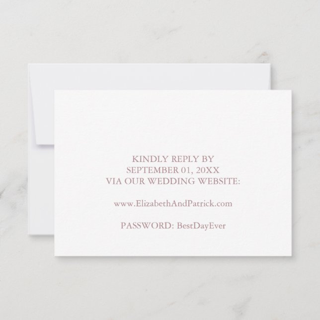 Elegant Rose Calligraphy Wedding Website RSVP Card (Back)