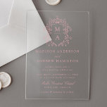 Elegant Rose Chinoiserie Victorian Floral Wedding Acrylic Invitations<br><div class="desc">Introducing our Elegant Dusty Rose Pink Chinoiserie Victorian Floral acrylic wedding invitations. A fusion of timeless elegance and delicate beauty, these invitations feature intricate dusty rose chinoiserie motifs surrounding the couple's monogram initials amidst Victorian florals with a transparent acrylic background. Set the stage for your wedding with an acrylic invitation...</div>