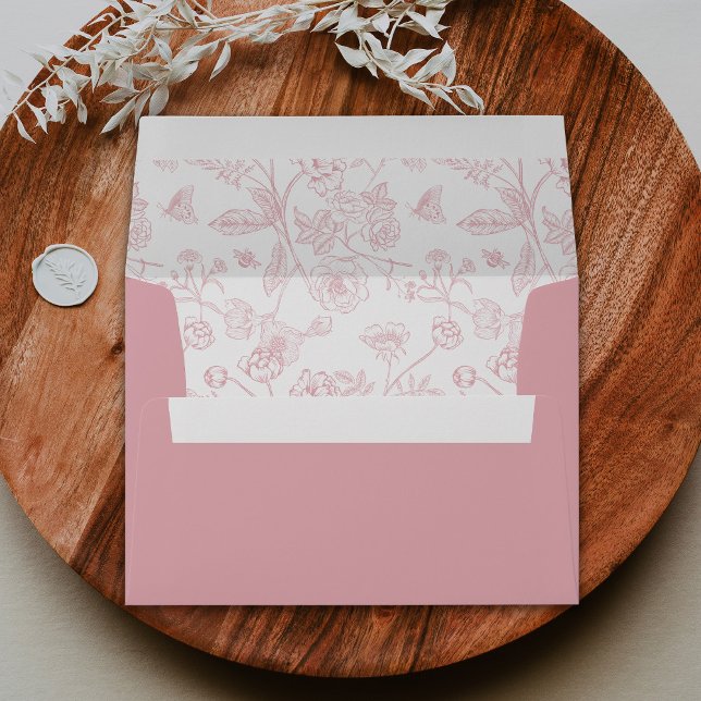 Elegant Rose Chinoiserie Victorian Floral Wedding Envelope (Creator Uploaded)