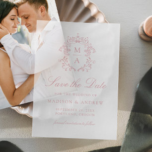 Elegant Rose Chinoiserie Wedding Save the Date Vellum Invitations
