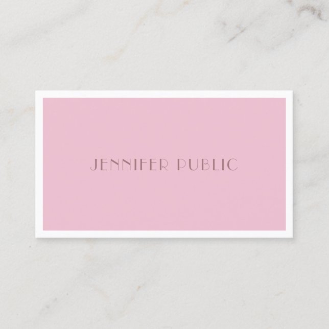 Elegant Rose Colour Modern Minimalist Design Plain Business Card (Front)