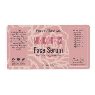 Elegant Rose Coral Pink Face Hair Oil Serum Label